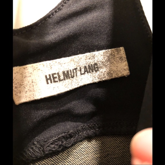 HELMUT LANG Denim & black suede and stretch dress - Picture 6 of 6